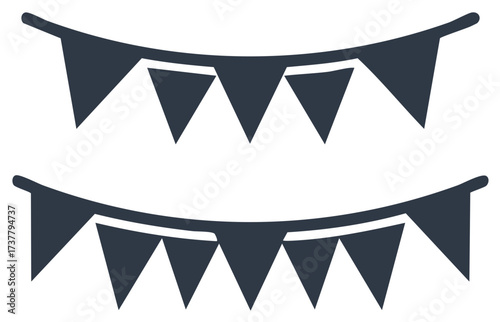 Bunting flags icon set for party and celebration decoration Simple vector illustration of festive garlands
