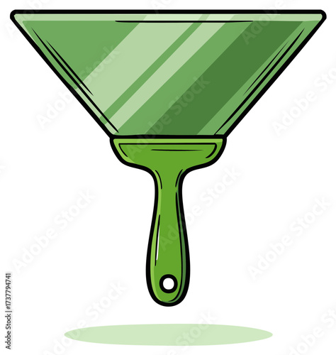 Green putty knife spatula construction tool vector cartoon illustration