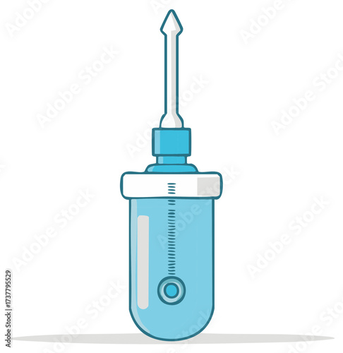 Cartoon medical douche concept with bulb syringe and nozzle for vaginal irrigation