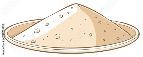 Cartoon Vector Illustration of a Brown Granular Pile on a Plate