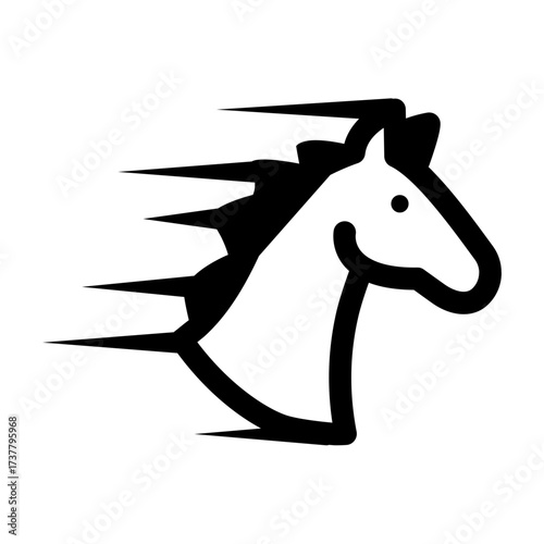 Running horse icon with speed effect, symbolizing strength, agility, and power.