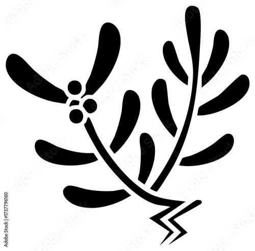 Mistletoe Branch Vector Illustration Winter Holiday Decoration Silhouette