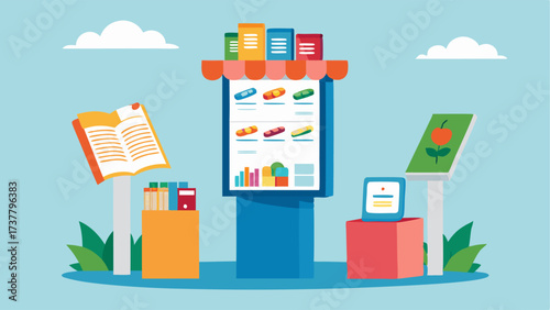 An information kiosk with brochures and pamphlets on various health topics such as nutrition and mental health.