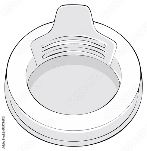 Simple Vector Illustration of Baby Sippy Cup Lid with Curved Lines and Circular Design for Infant Needs