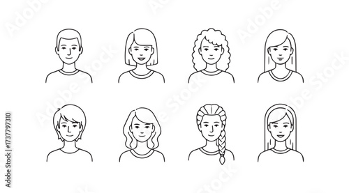 Vector art of people collection sketch