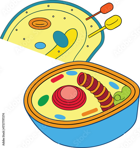 Intriguing plant cell structure with vibrant colors, perfect for educational materials and scientific publications, illustrating biological concepts clearly