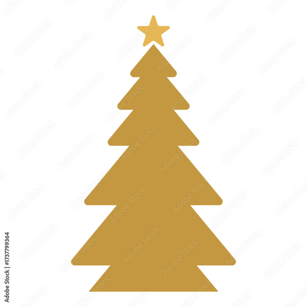 Fototapeta premium Simple Modern geometric festive tree with star illustration