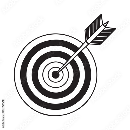 Arrow hitting the bullseye on a dartboard