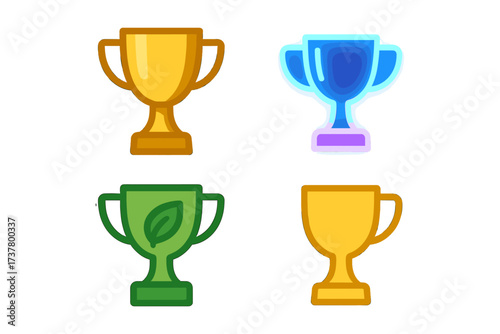 Achievement silhouette icon set. featuring trophy, award, prize, competition, victory, honor, and success symbols