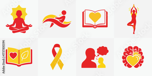 Set of health and wellness icons vector illustration in flat design style perfect for websites and mobile apps