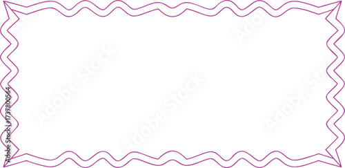 Wavy border frame illustration with abstract pink outline style. Simple decorative rectangular template for artwork, poster, or invitation. Minimal sketch design for creative presentation.