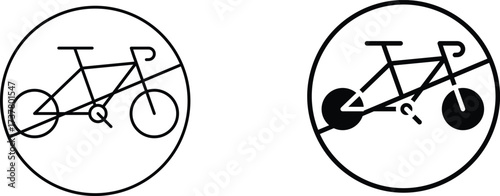 No bicycle icon vector graphic illustration  with white background flat hand made icon fill icon 