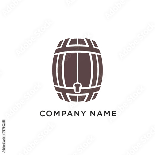 Wooden Barrel with Tap Logo Design for Beverage Company.