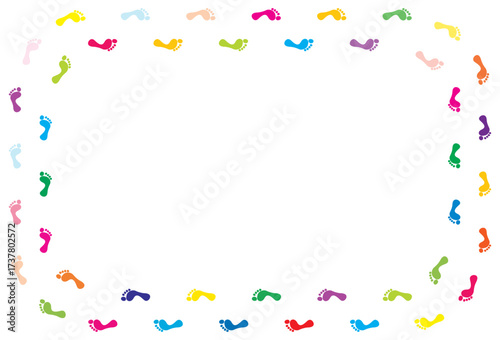 Colorful foot print frame on white background, vector illustration