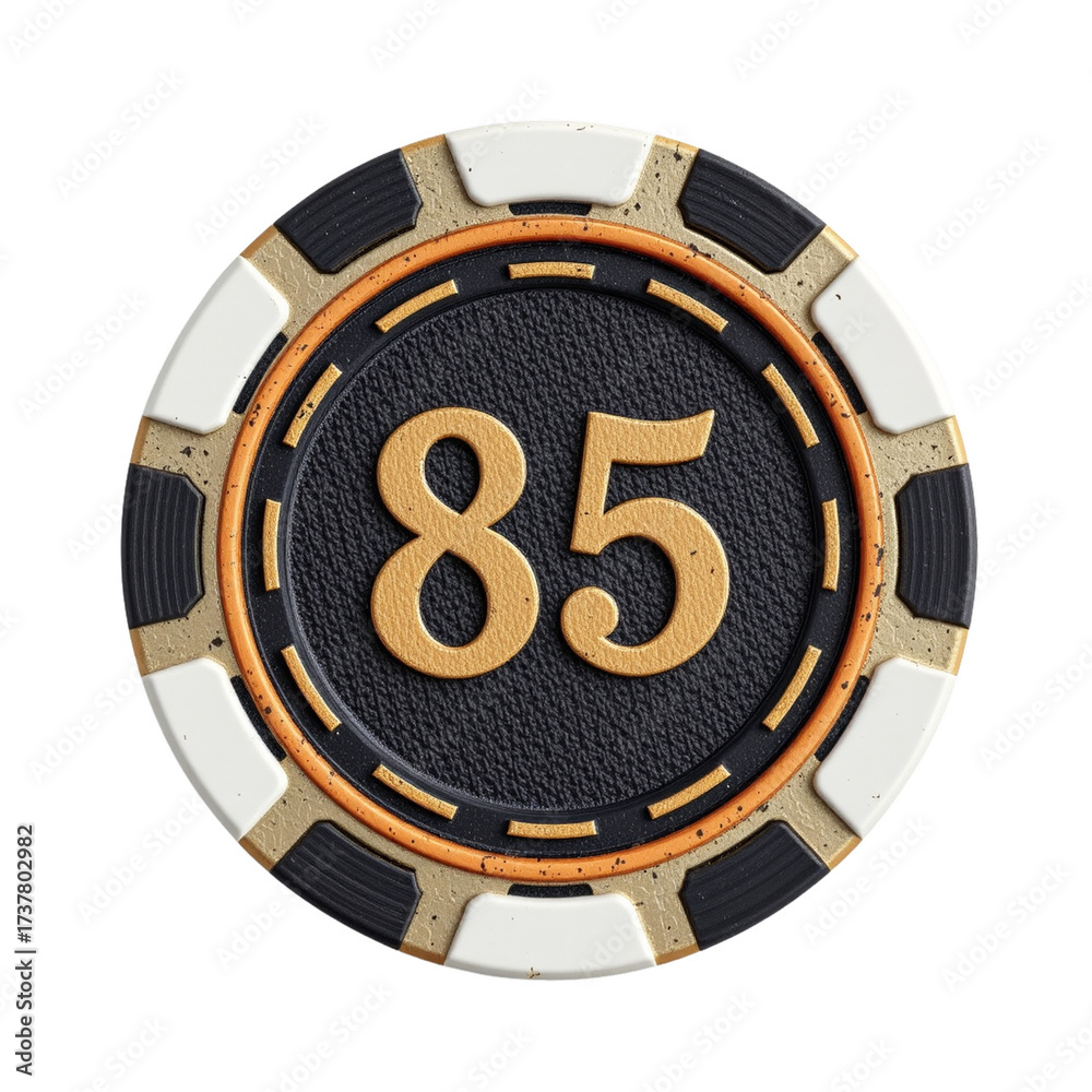 Naklejka premium Glossy Poker Chip with Embossed Surface White Background