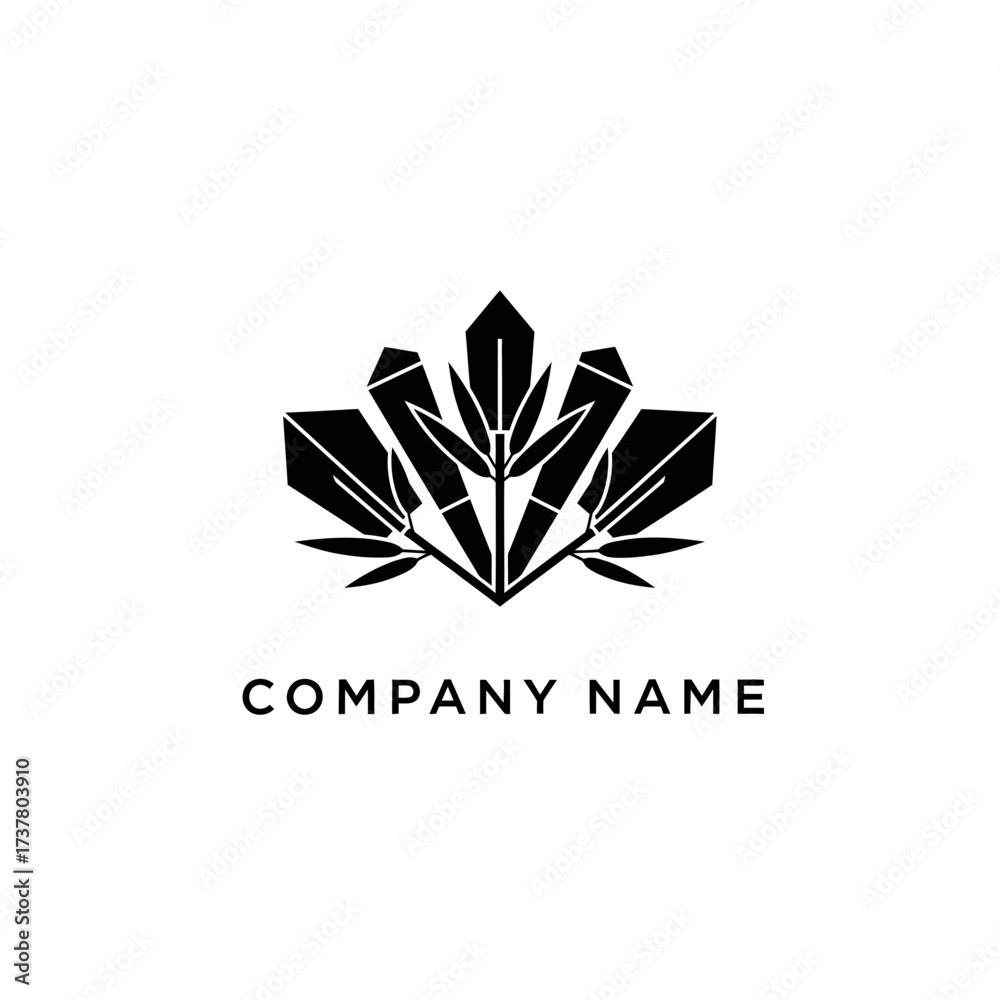 Obraz premium Abstract Black and White Floral Design for Company Logo.