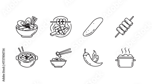 Vector art of korean food doodles