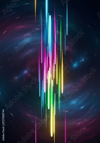 Abstract Light Trails in a Cosmic Galaxy - A Vibrant and Dynamic Background.