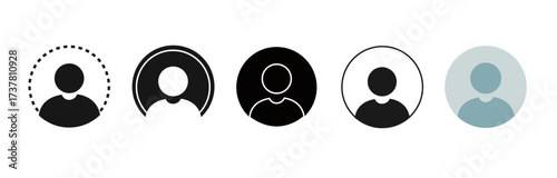 User profile avatar icon set. Person silhouette symbols. Account, ID, contact and profile picture icons.