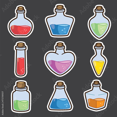 set of potion good for sticker, badge, element design, icon, etc