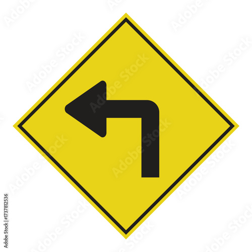 turn left arrow road sign icon vector