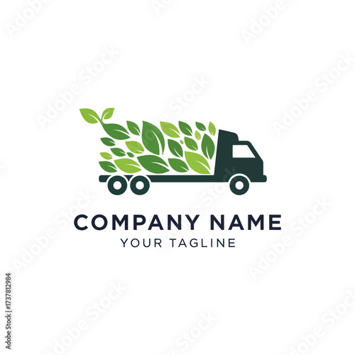 Green Leaves Shopping Cart Logo Design for Eco-Friendly Business Branding, Flat Vector Elements, Vector Illustration, Simple Vector, Stylized Vector Drawing, Vector Template, Clean Vector Style,