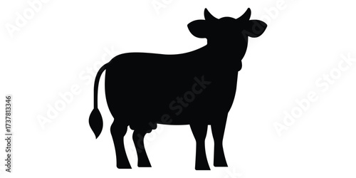 Cow Icon – Farm Animal Silhouette Vector Illustration Isolated on White