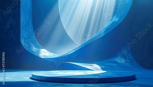 Abstract blue background with drop shadow and light. Backdrop for product presentation