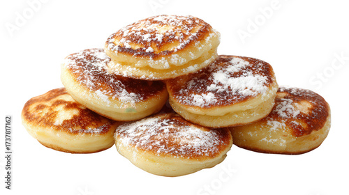 Poffertjes mini pancake background isolated on a Transparent background, PNG file.
