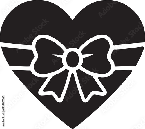 Valentine’s heart with ribbon bow design, romantic symbol perfect for love gifts, cards, and celebration.