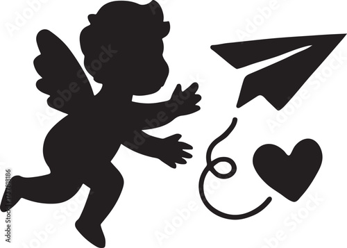 Valentine’s paper airplane delivering heart, symbol of love, romance, message, and sweet celebration.