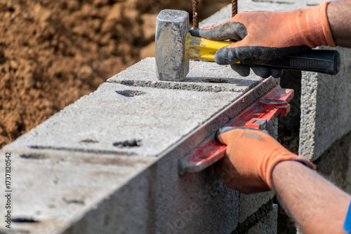 Handyman working on a construction site with tools