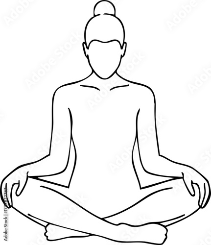 Serene figure meditating in lotus pose radiating tranquility and inner peace, perfect for wellness and mindfulness content