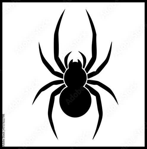 Striking black spider silhouette on white background conveys a sense of mystery and primal fear, perfect for Halloween or horror themes.