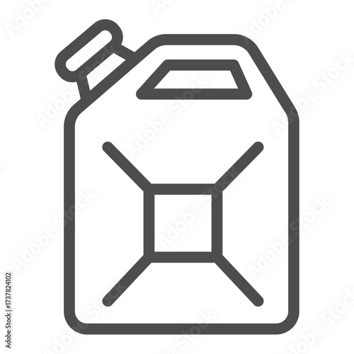 Gasoline canister line icon, petroleum concept. Vector graphics. Car oil sign on white background, outline style icon for mobile or web design.