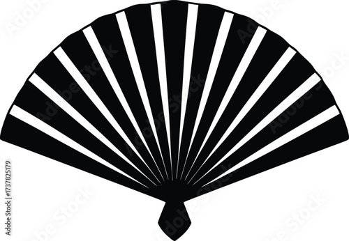 a hand fan silhouette vector
