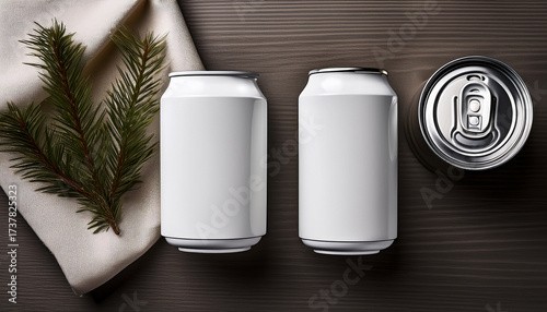 Blank White Collapsible Koozie Mockup With Silver Can Ai Generated