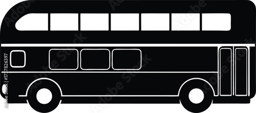  double decker bus public transit silhouette vector illustration