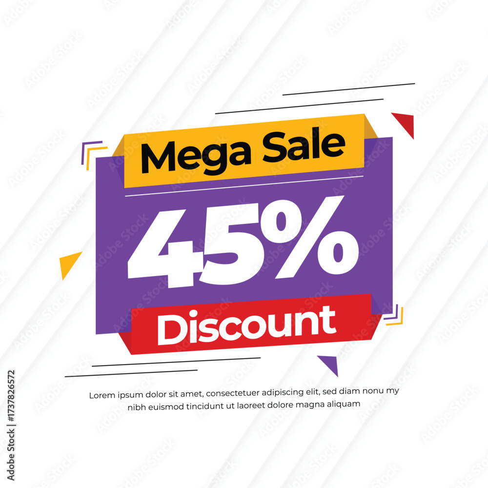 Fototapeta premium Mega sale 40 percent discount text vector illustration
