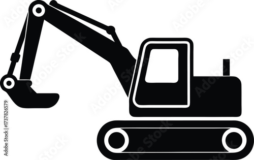  excavator construction digger icon vector