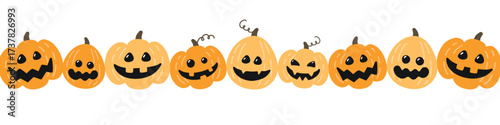 Halloween banner with cute pumpkins. Vector illustrator