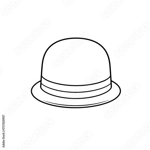 Simple vector illustration of a bowler hat, a classic headwear accessory, for vintage fashion concepts and graphic design elements.