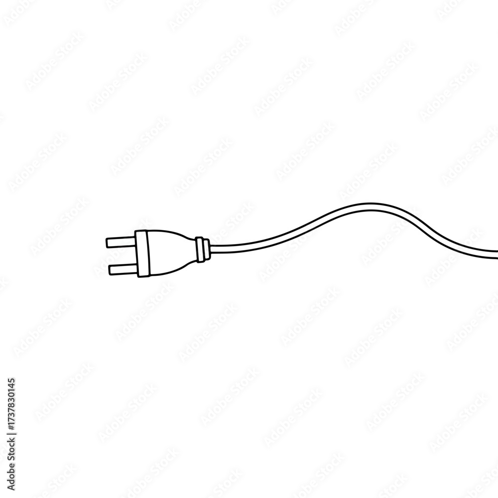 Obraz premium Electric plug with cable on white presents enchufe eléctrico con cable en blanco in minimalist design, showcasing power outlet.