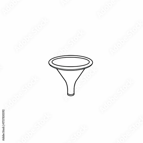 Funnel tool shown on clean white background, equipment is designed to guide liquid or small grains into containers. Funnel tool minimizes spillage, facilitating precise pouring and transfer.