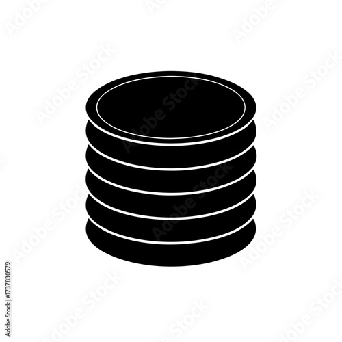 Illustration of a stack of round objects on transparent background silhouette
