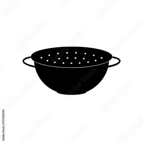 Silhouette of a kitchen colander utensil on transparent background