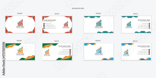 A Bundle of horizontal elegant modern business card  templates or name visiting card vector stationery design Set