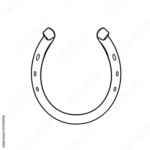 Horseshoe illustration displays symbol of luck and protection on white backdrop. Horseshoe is an amulet for good fortune and success. This horseshoe illustration for mystical design,