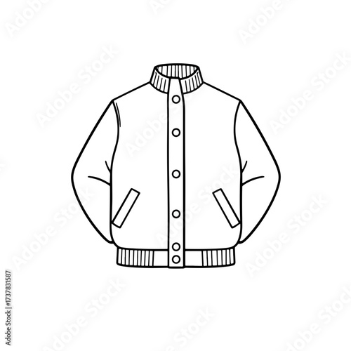 Illustration of a casual jacket for clothing designs, showcasing its classic and comfortable fit. Casual jacket illustration emphasizes practical apparel and functional style for daily wear.
