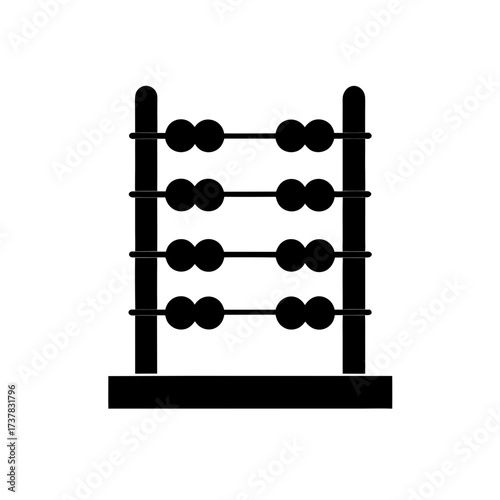 Illustration of a simple black abacus tool on transparent background silhouette